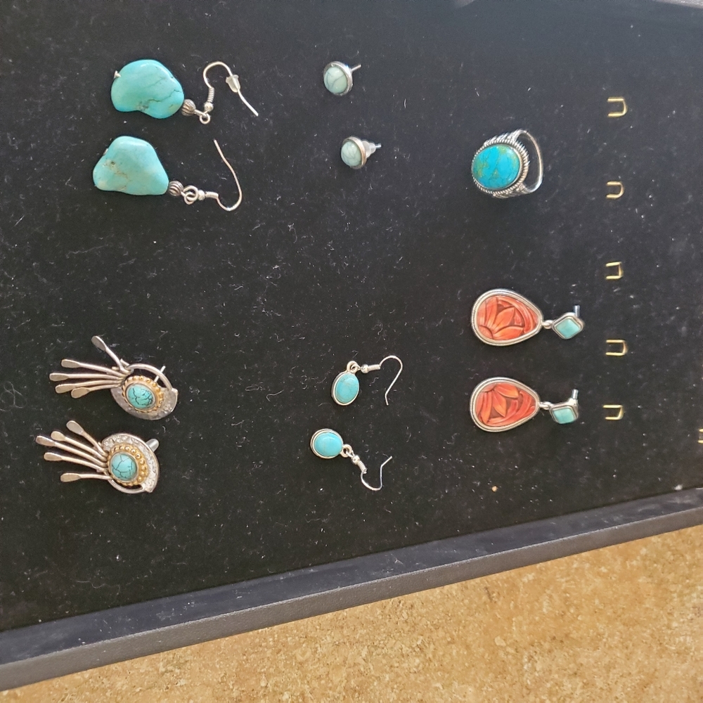 New Faux turqiose lot earrings,ring